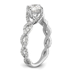 14k White Gold 1/2 carat Lab Grown Diamond VS/SI+ G+ 1 carat Center Round Semi Mount Engagement Ring