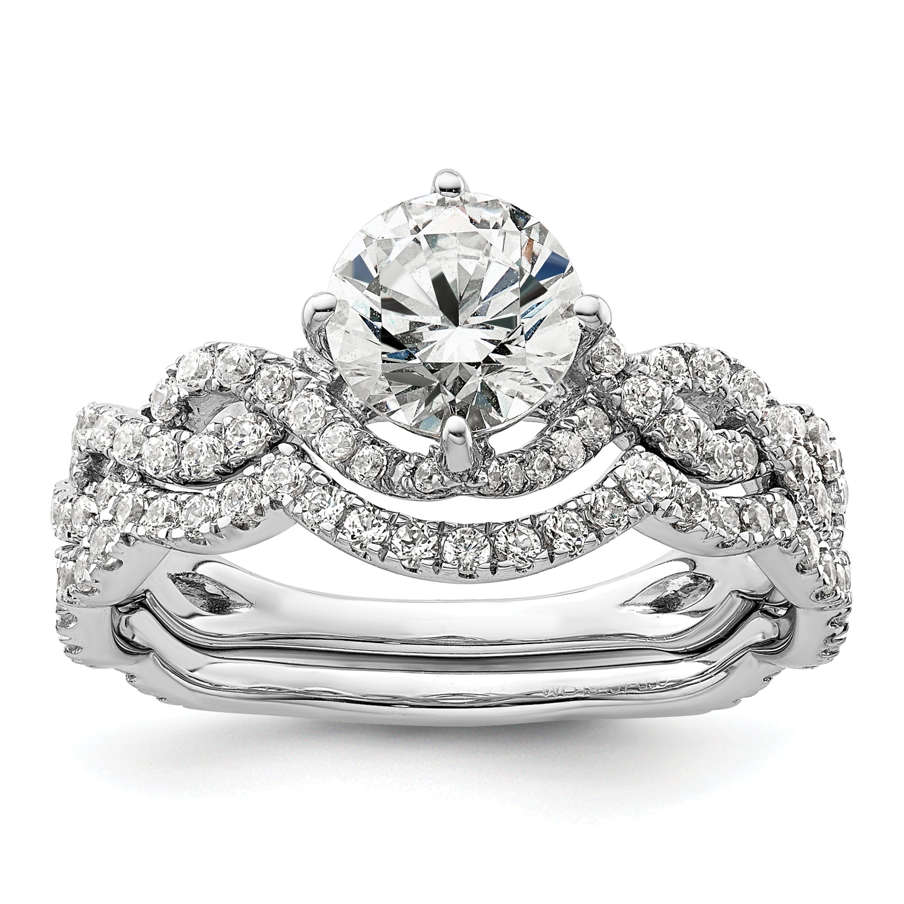 14k White Gold 1/2 carat Lab Grown Diamond VS/SI+ G+ 1 carat Center Round Semi Mount Engagement Ring