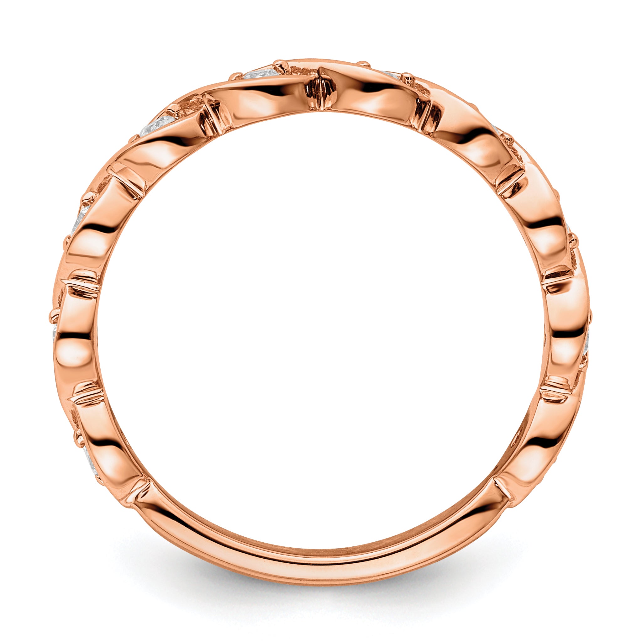 14k Rose Gold 1/5 carat Lab Grown Diamond VS/SI+ G+ Complete Wedding Band