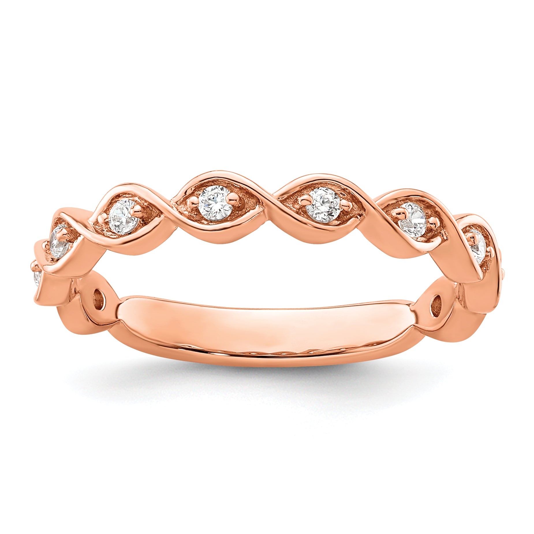 14k Rose Gold 1/5 carat Lab Grown Diamond VS/SI+ G+ Complete Wedding Band Main image