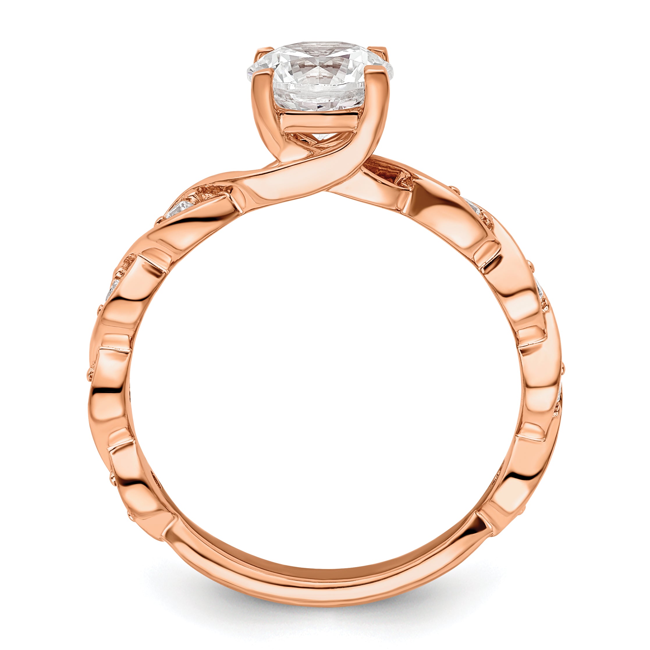 14k Rose Gold 1/6 carat Lab Grown Diamond VS/SI+ G+ 1 carat Center Round Semi Mount Engagement Ring Secondary image