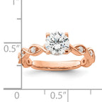 14k Rose Gold 1/6 carat Lab Grown Diamond VS/SI+ G+ 1 carat Center Round Semi Mount Engagement Ring