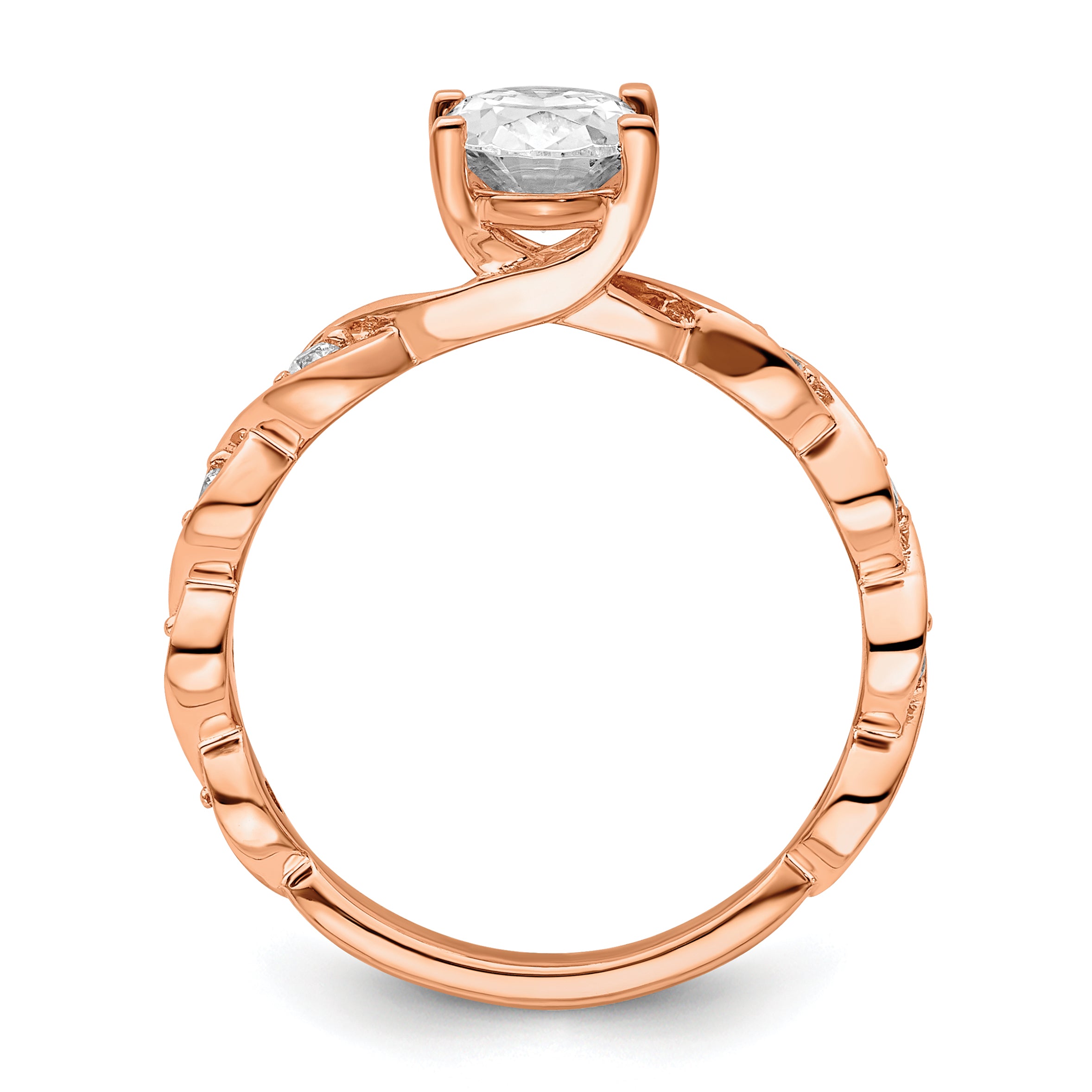 14k Rose Gold 1/6 carat Lab Grown Diamond VS/SI+ G+ 1 carat Center Oval Semi Mount Engagement Ring Secondary image