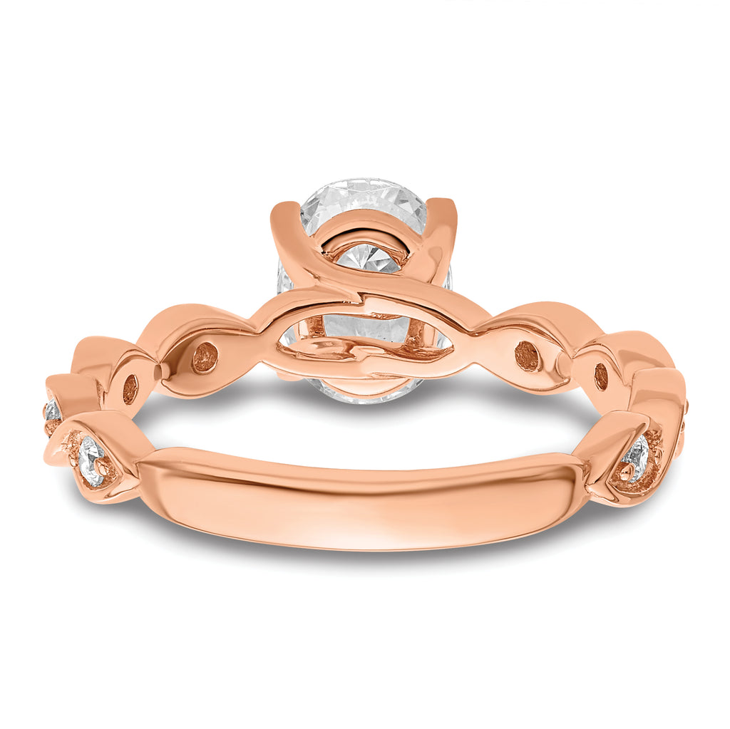 14k Rose Gold 1/6 carat Lab Grown Diamond VS/SI+ G+ 1 carat Center Oval Semi Mount Engagement Ring