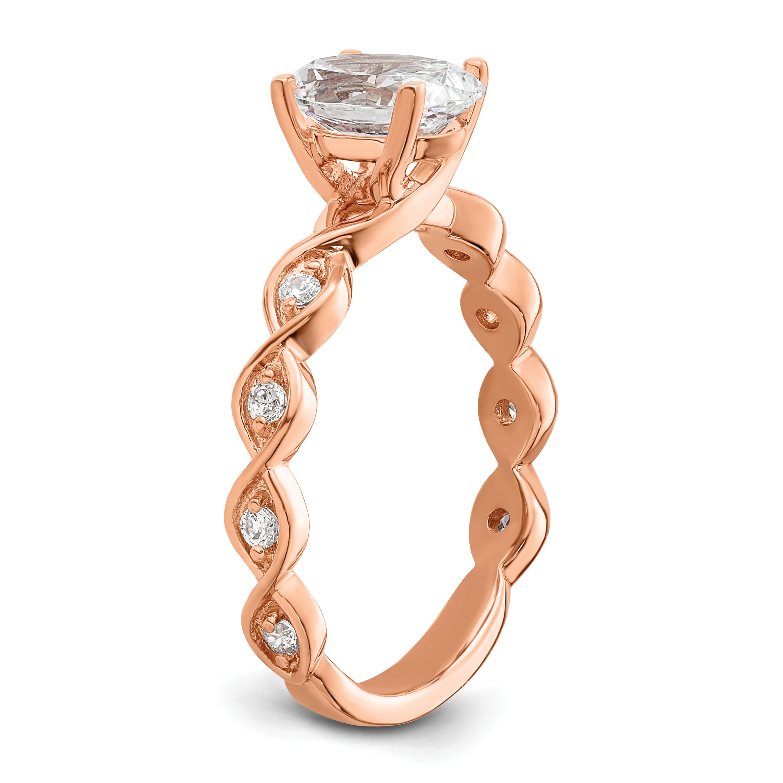 14k Rose Gold 1/6 carat Lab Grown Diamond VS/SI+ G+ 1 carat Center Oval Semi Mount Engagement Ring
