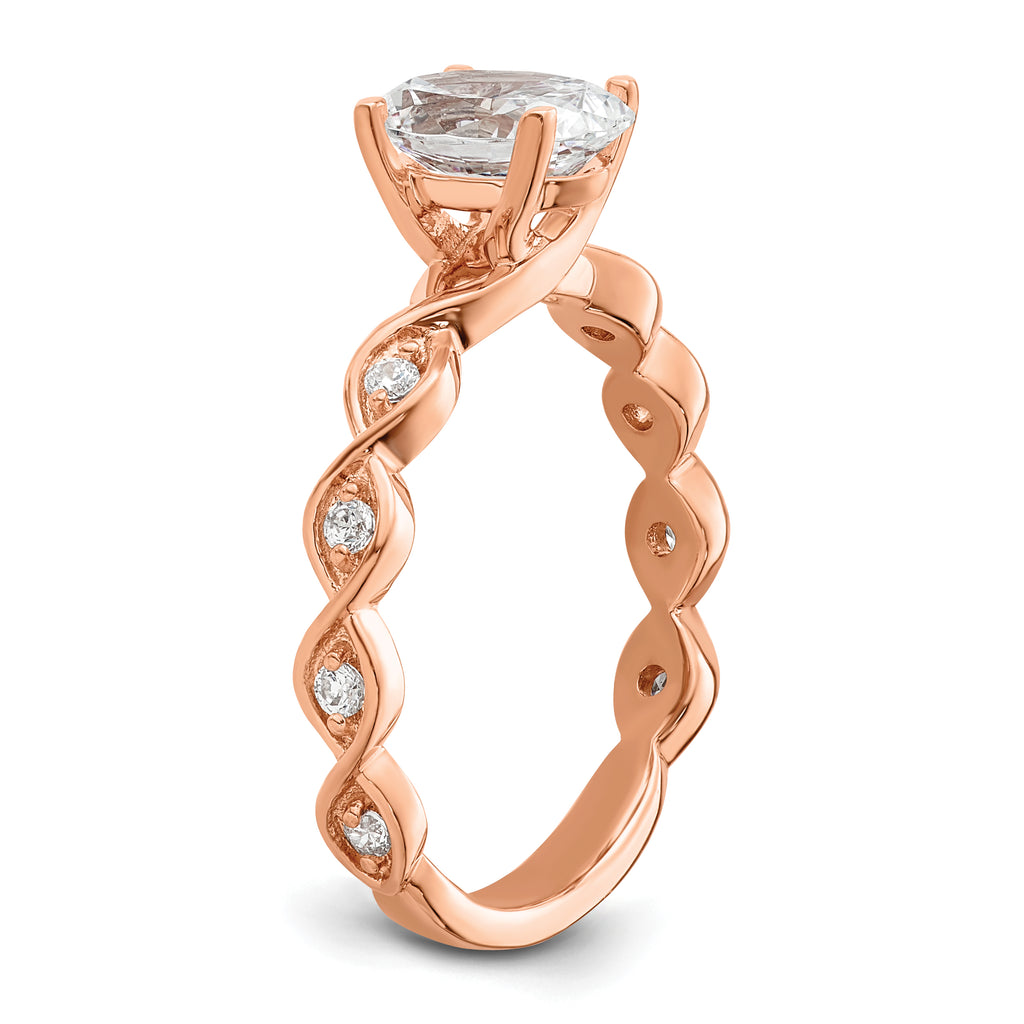 14k Rose Gold 1/6 carat Lab Grown Diamond VS/SI+ G+ 1 carat Center Oval Semi Mount Engagement Ring