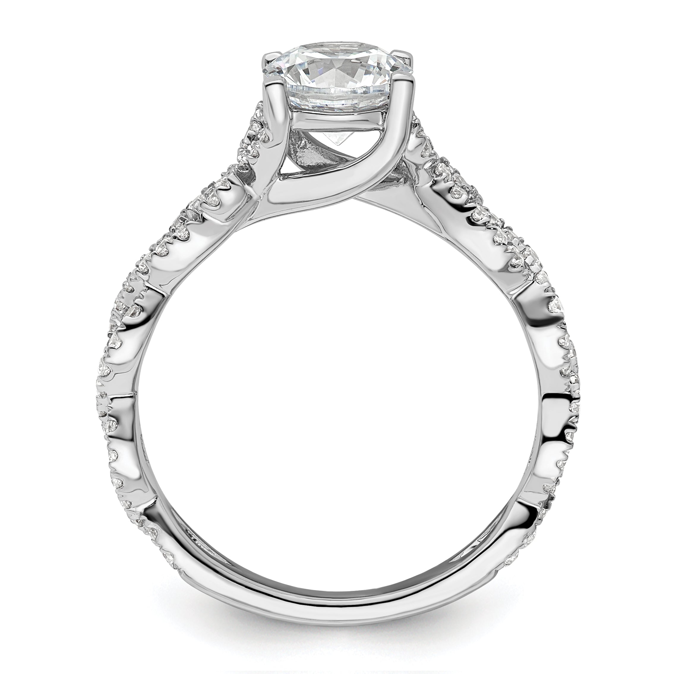 14k White Gold 3/8 carat Lab Grown Diamond VS/SI+ G+ 1 carat Center Semi Mount Engagement Ring Secondary image