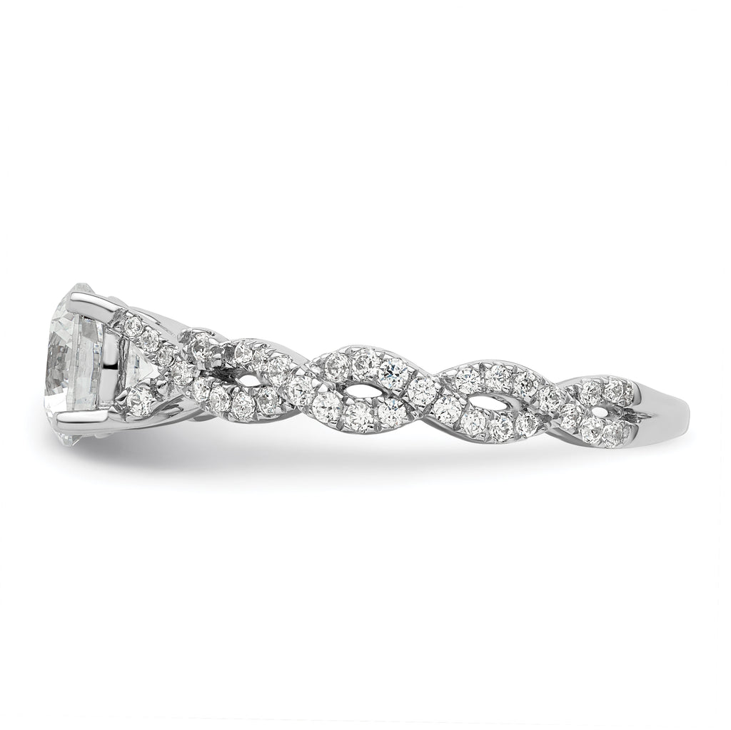 14k White Gold 3/8 carat Lab Grown Diamond VS/SI+ G+ 1 carat Center Semi Mount Engagement Ring