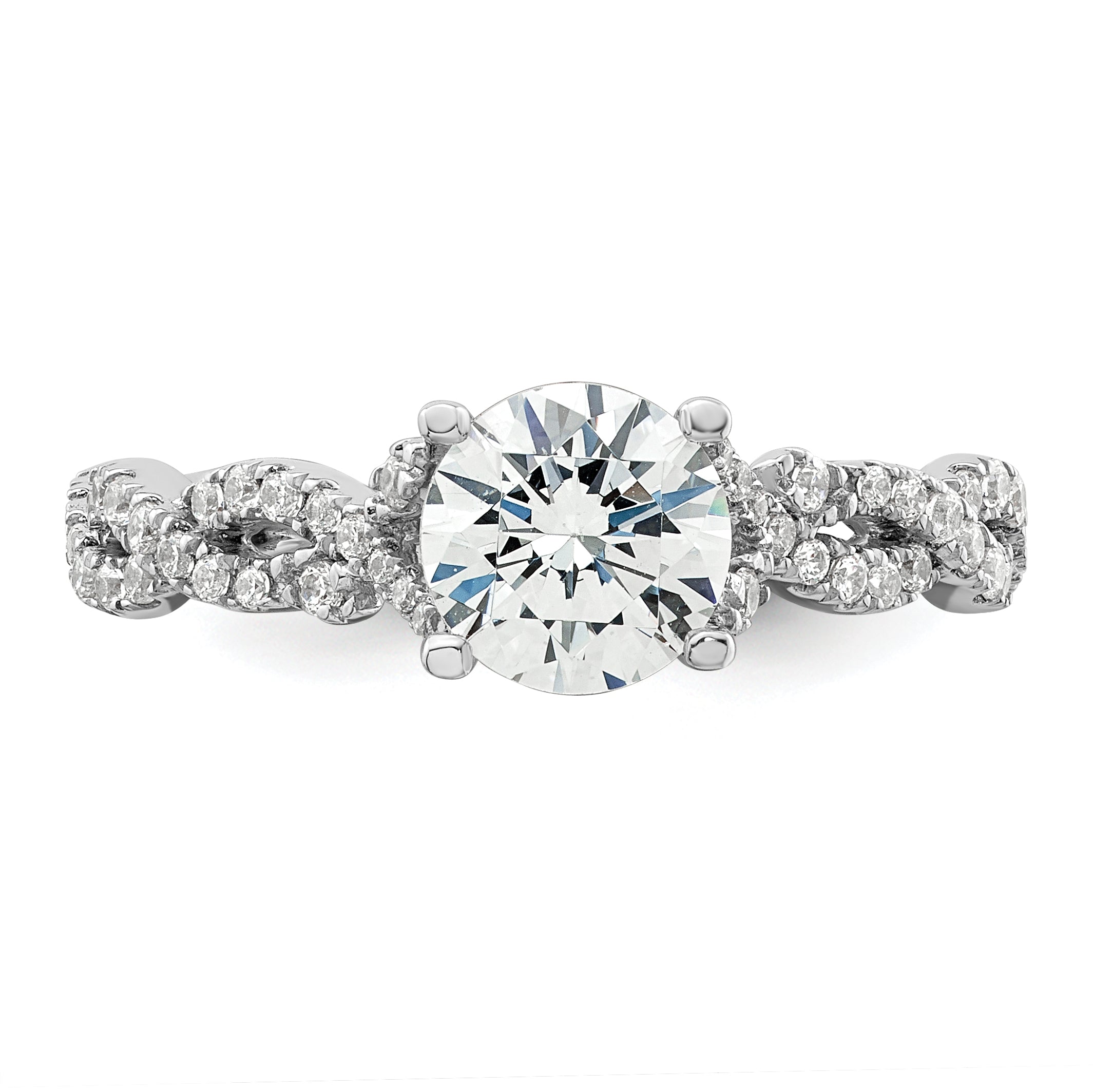 14k White Gold 3/8 carat Lab Grown Diamond VS/SI+ G+ 1 carat Center Semi Mount Engagement Ring