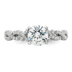 14k White Gold 3/8 carat Lab Grown Diamond VS/SI+ G+ 1 carat Center Semi Mount Engagement Ring