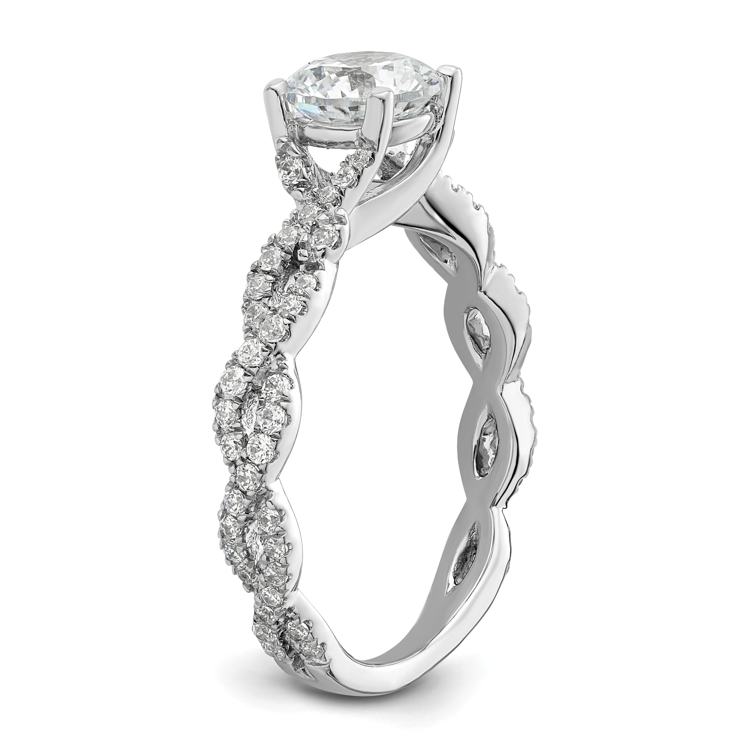 14k White Gold 3/8 carat Lab Grown Diamond VS/SI+ G+ 1 carat Center Semi Mount Engagement Ring