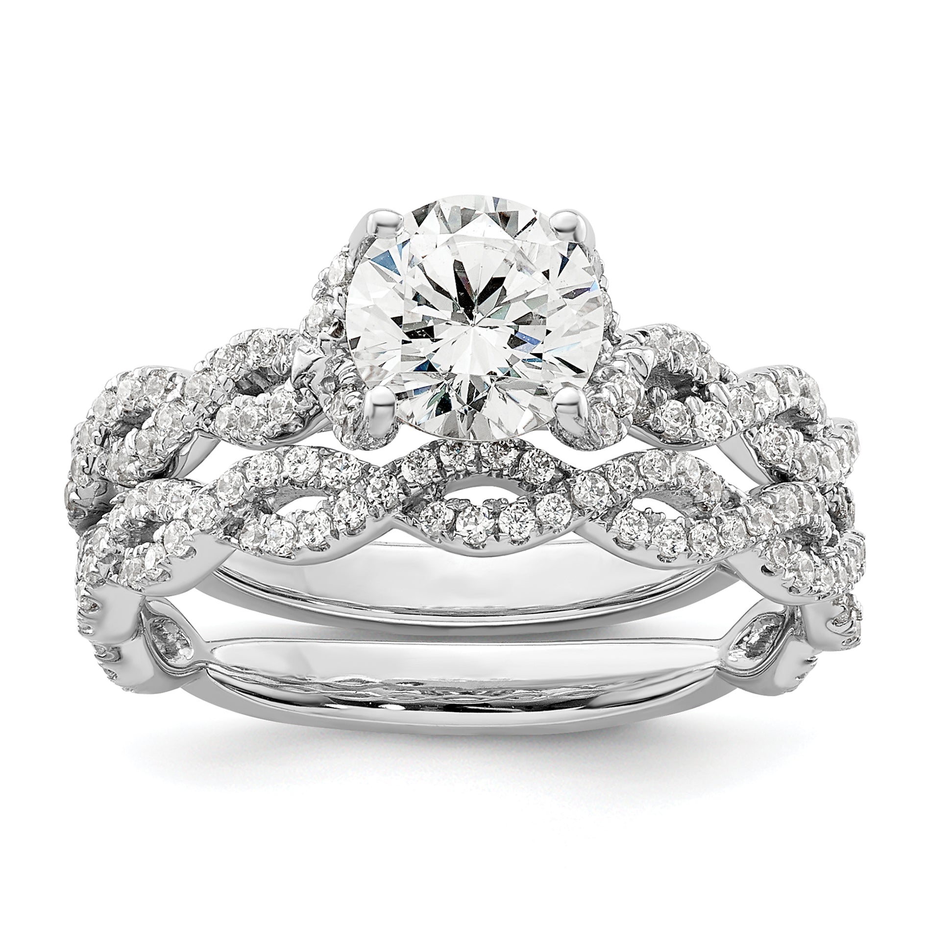 14k White Gold 3/8 carat Lab Grown Diamond VS/SI+ G+ 1 carat Center Semi Mount Engagement Ring