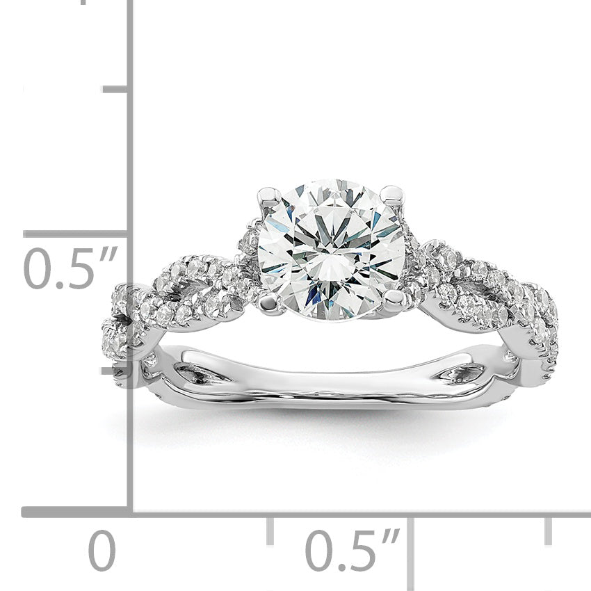 14k White Gold 3/8 carat Lab Grown Diamond VS/SI+ G+ 1 carat Center Semi Mount Engagement Ring