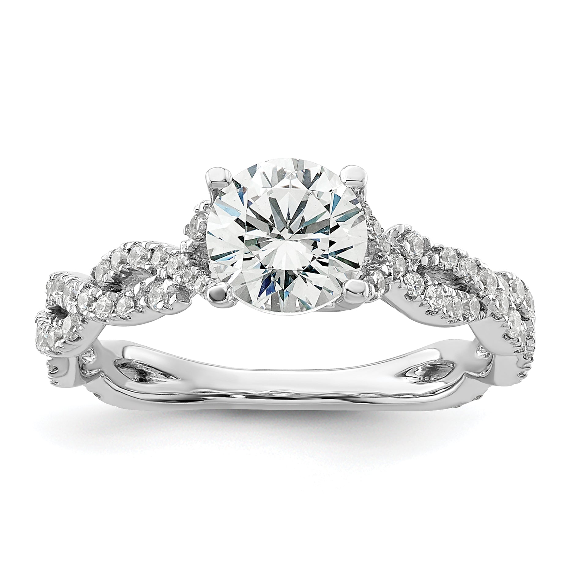 14k White Gold 3/8 carat Lab Grown Diamond VS/SI+ G+ 1 carat Center Semi Mount Engagement Ring