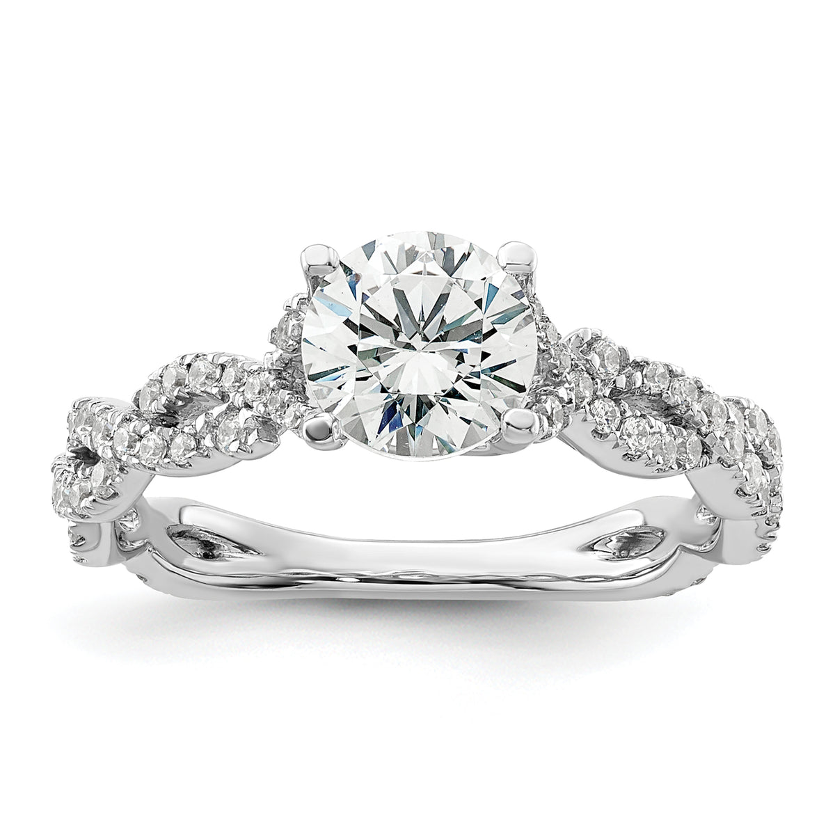14k White Gold 3/8 carat Lab Grown Diamond VS/SI+ G+ 1 carat Center Semi Mount Engagement Ring