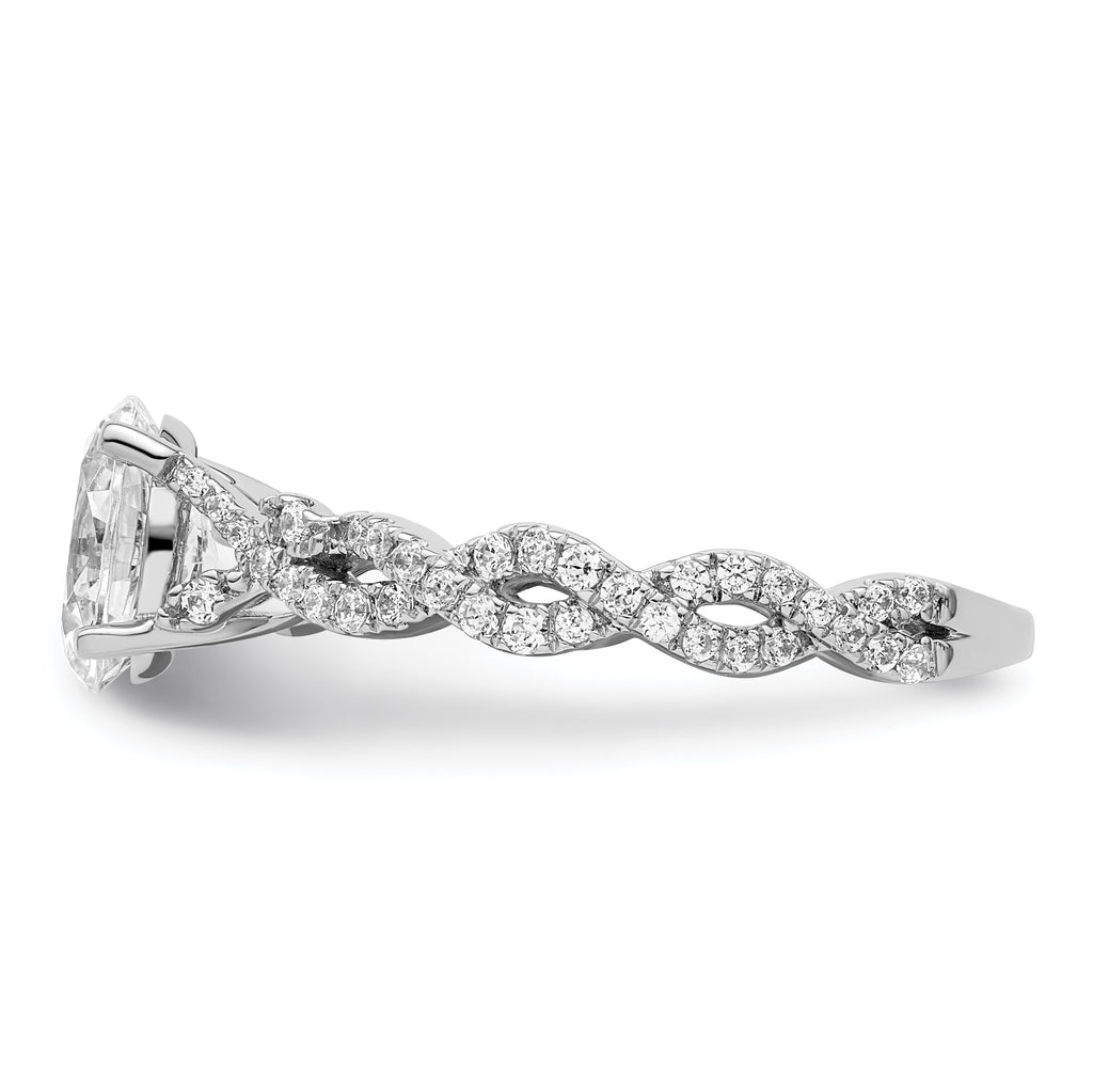 14k White Gold 3/8 carat Lab Grown Diamond VS/SI+ G+ 1 carat Center Oval Semi Mount Engagement Ring