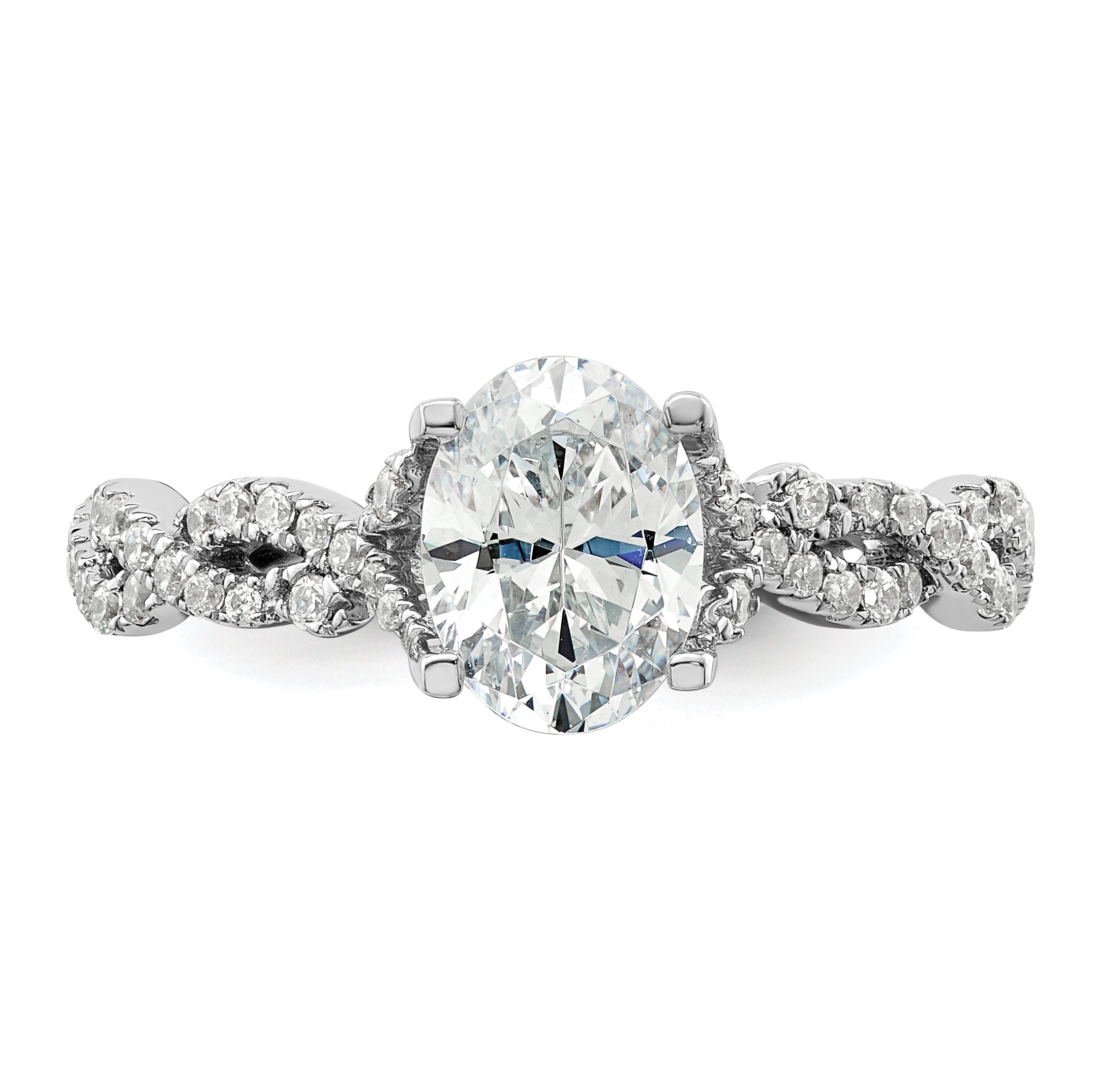 14k White Gold 3/8 carat Lab Grown Diamond VS/SI+ G+ 1 carat Center Oval Semi Mount Engagement Ring