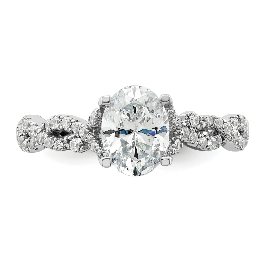 14k White Gold 3/8 carat Lab Grown Diamond VS/SI+ G+ 1 carat Center Oval Semi Mount Engagement Ring