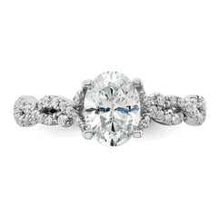 14k White Gold 3/8 carat Lab Grown Diamond VS/SI+ G+ 1 carat Center Oval Semi Mount Engagement Ring