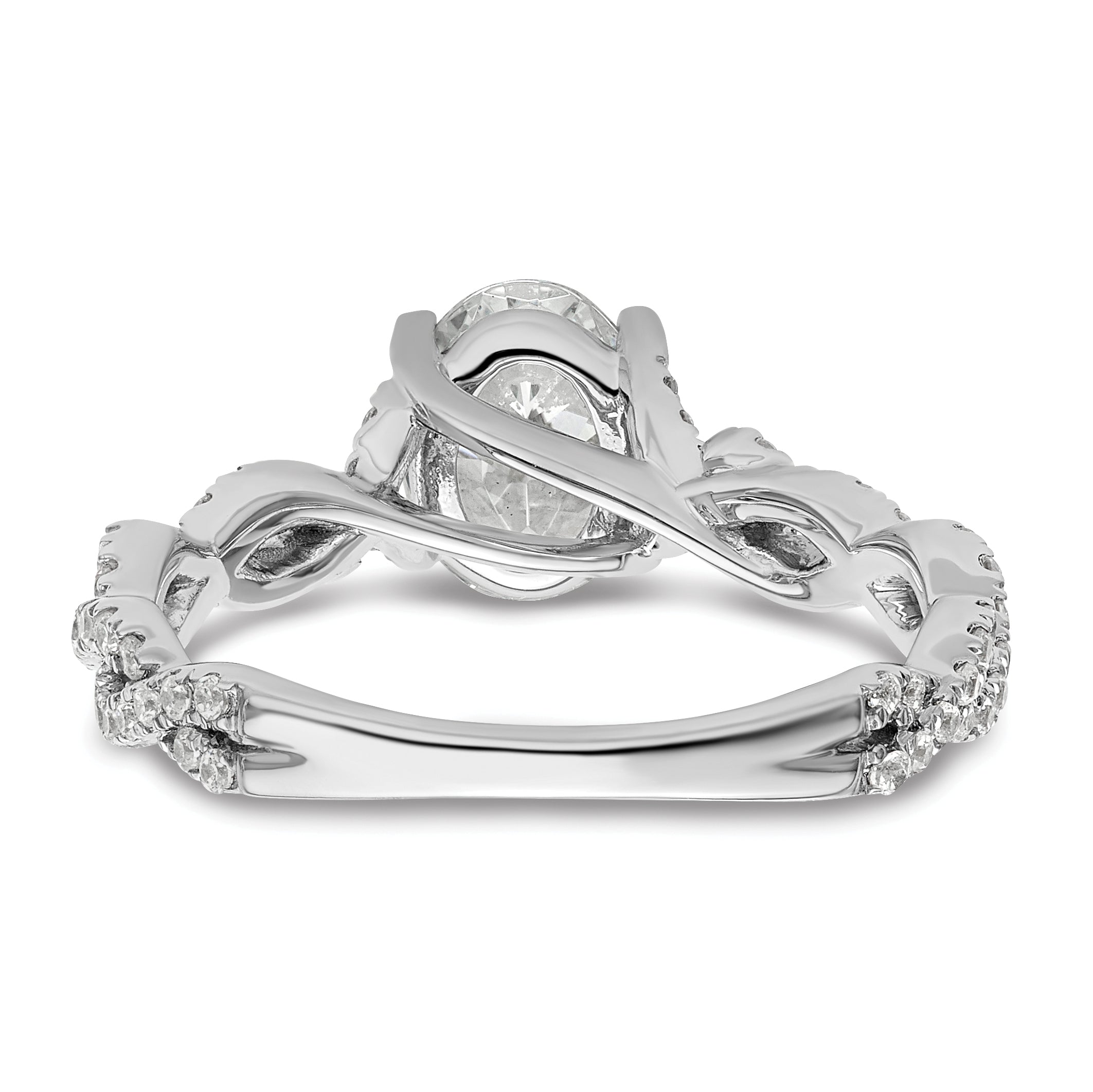 14k White Gold 3/8 carat Lab Grown Diamond VS/SI+ G+ 1 carat Center Oval Semi Mount Engagement Ring