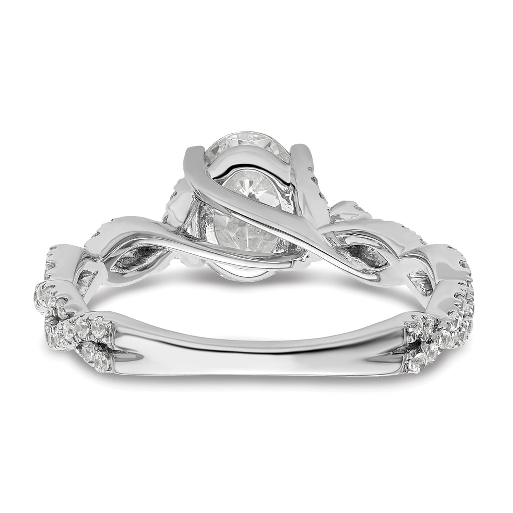 14k White Gold 3/8 carat Lab Grown Diamond VS/SI+ G+ 1 carat Center Oval Semi Mount Engagement Ring