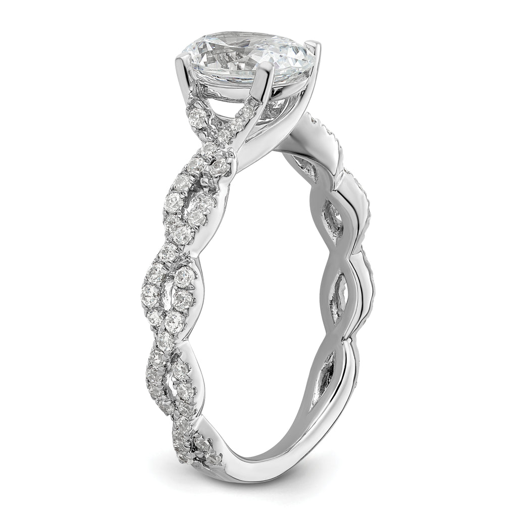 14k White Gold 3/8 carat Lab Grown Diamond VS/SI+ G+ 1 carat Center Oval Semi Mount Engagement Ring
