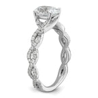 14k White Gold 3/8 carat Lab Grown Diamond VS/SI+ G+ 1 carat Center Oval Semi Mount Engagement Ring