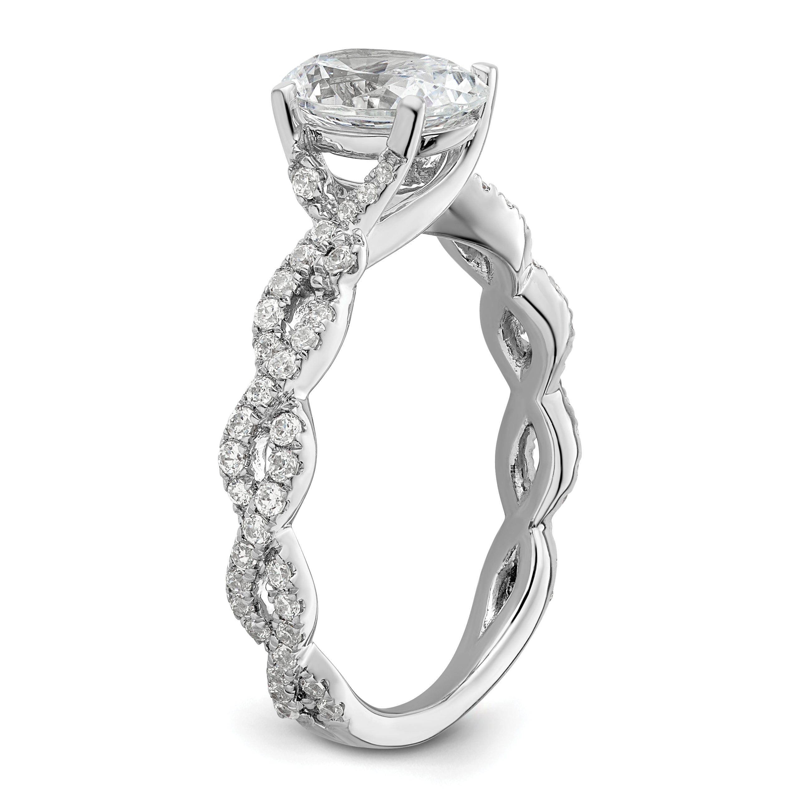 14k White Gold 3/8 carat Lab Grown Diamond VS/SI+ G+ 1 carat Center Oval Semi Mount Engagement Ring