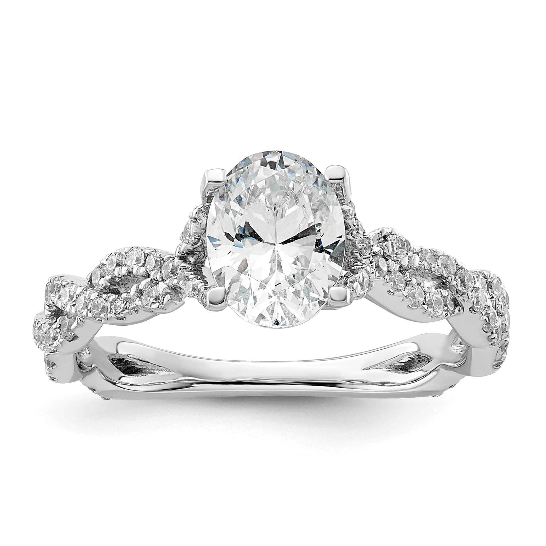 14k White Gold 3/8 carat Lab Grown Diamond VS/SI+ G+ 1 carat Center Oval Semi Mount Engagement Ring Main image