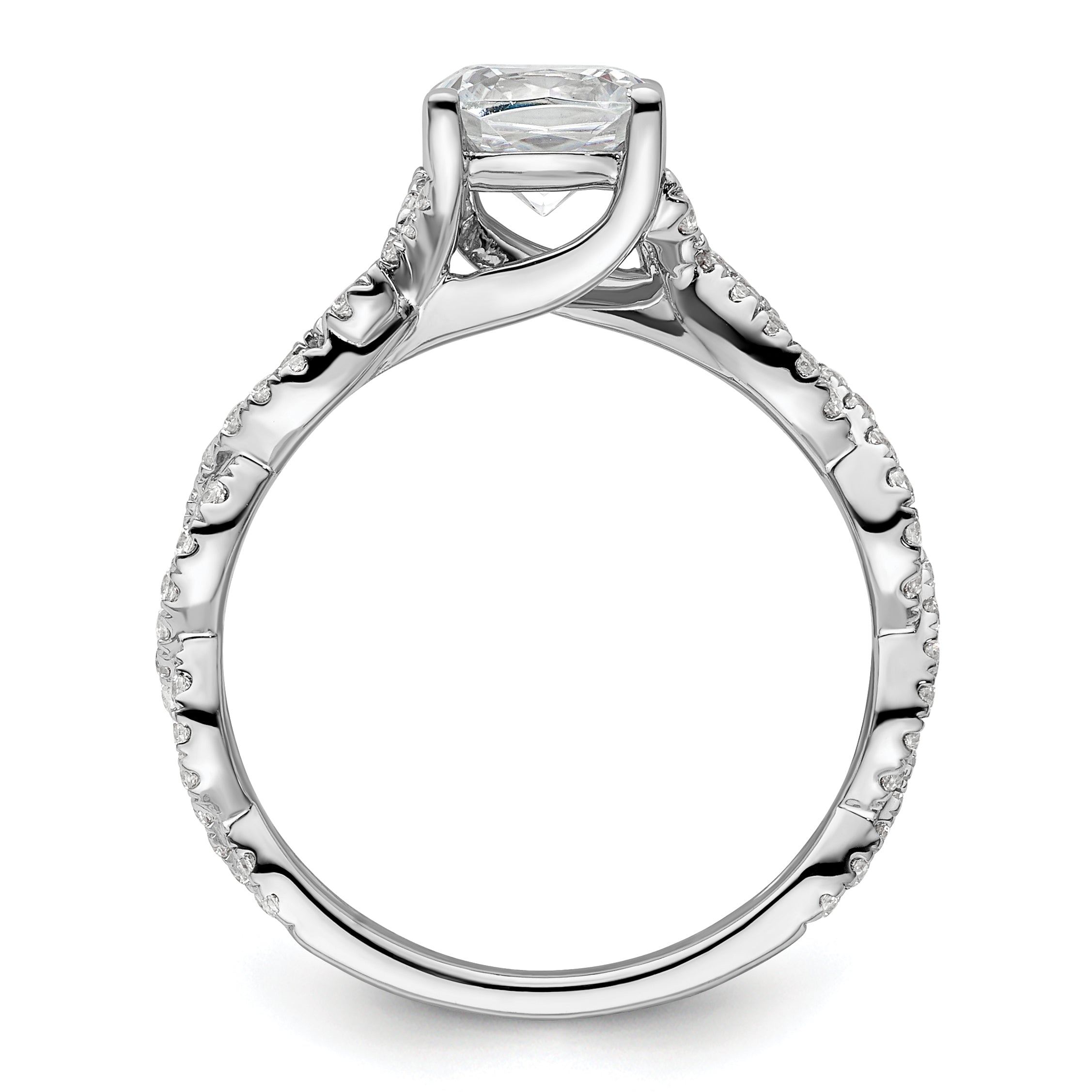 14k White Gold 3/8 carat Lab Grown Diamond VS/SI+ G+ 1 carat Center Cushion Semi Mount Engagement Ring