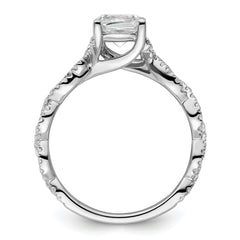 14k White Gold 3/8 carat Lab Grown Diamond VS/SI+ G+ 1 carat Center Cushion Semi Mount Engagement Ring
