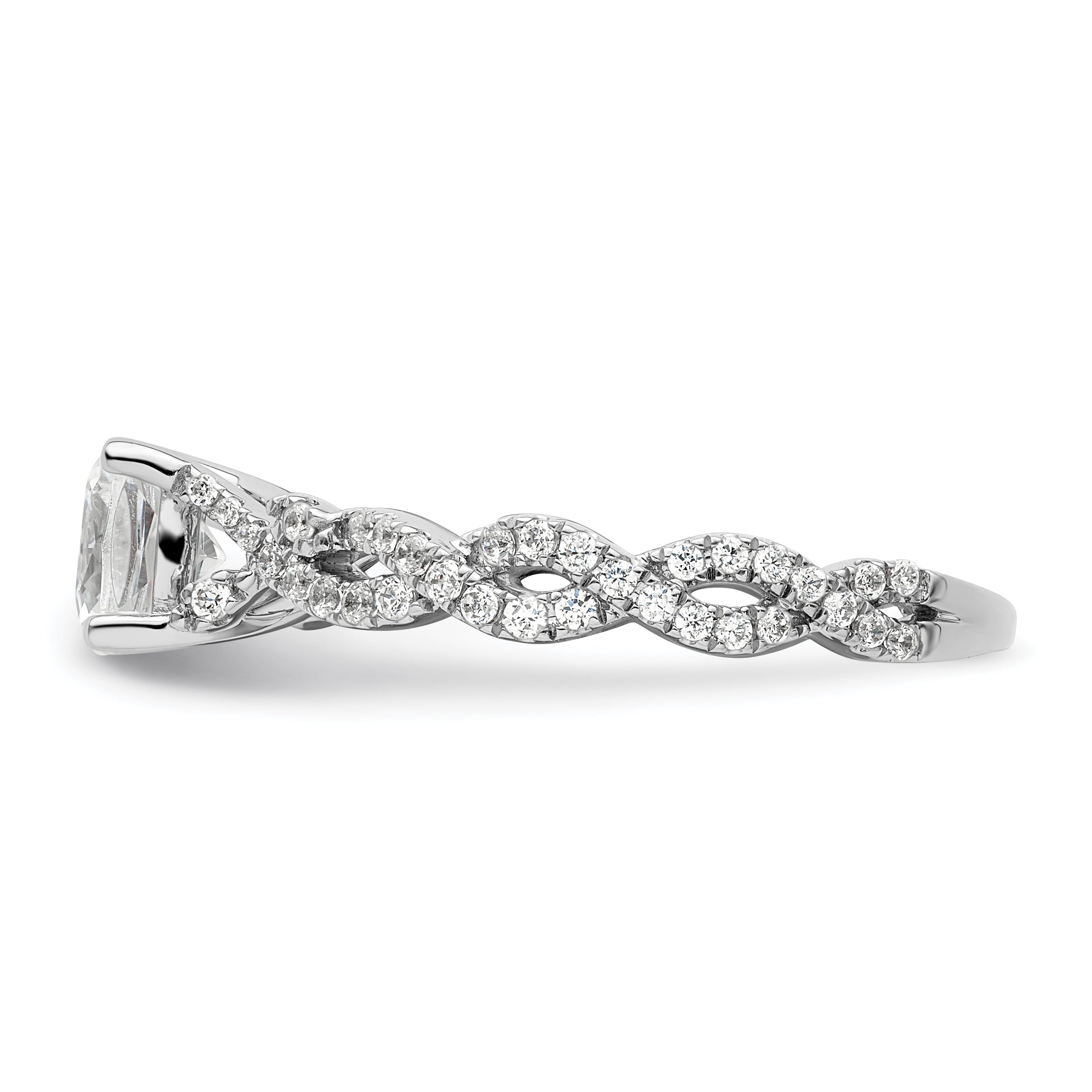 14k White Gold 3/8 carat Lab Grown Diamond VS/SI+ G+ 1 carat Center Cushion Semi Mount Engagement Ring