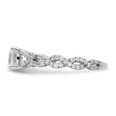 14k White Gold 3/8 carat Lab Grown Diamond VS/SI+ G+ 1 carat Center Cushion Semi Mount Engagement Ring