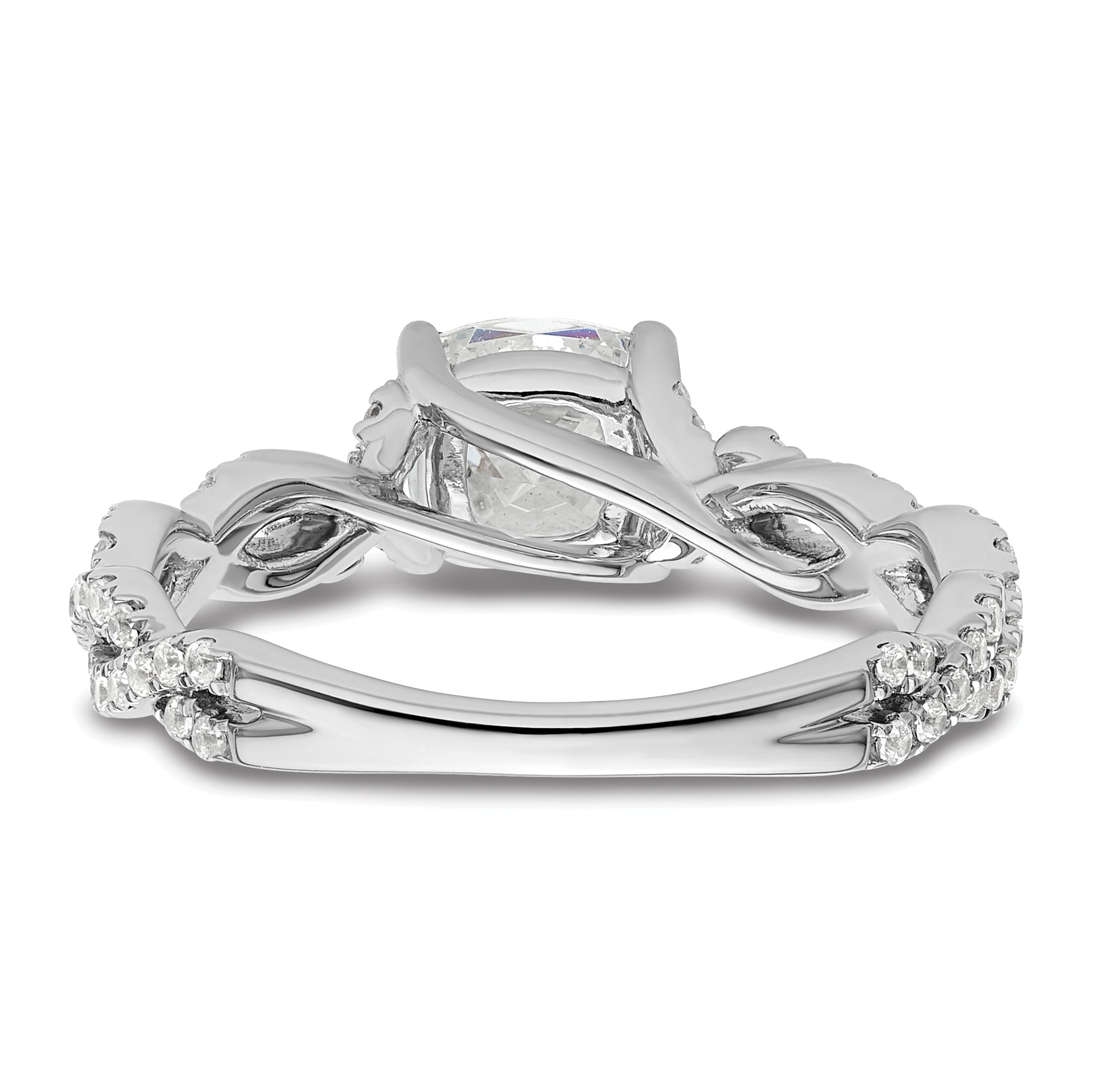 14k White Gold 3/8 carat Lab Grown Diamond VS/SI+ G+ 1 carat Center Cushion Semi Mount Engagement Ring