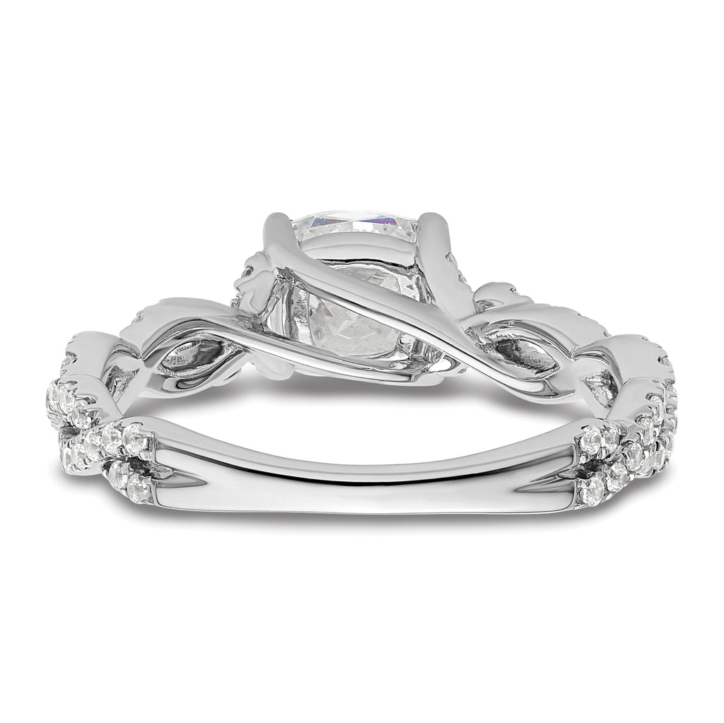 14k White Gold 3/8 carat Lab Grown Diamond VS/SI+ G+ 1 carat Center Cushion Semi Mount Engagement Ring