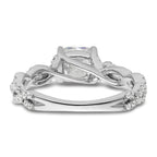 14k White Gold 3/8 carat Lab Grown Diamond VS/SI+ G+ 1 carat Center Cushion Semi Mount Engagement Ring