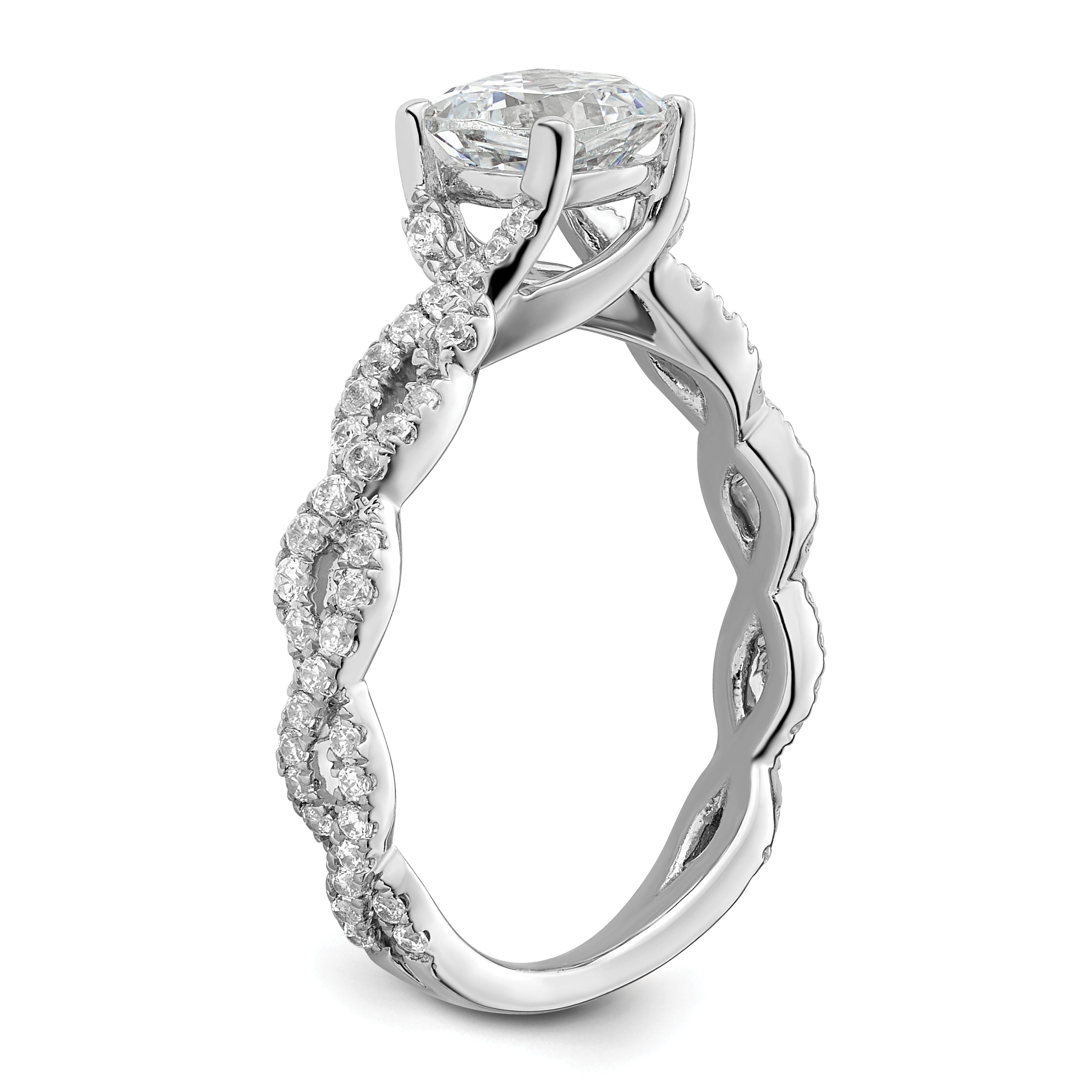 14k White Gold 3/8 carat Lab Grown Diamond VS/SI+ G+ 1 carat Center Cushion Semi Mount Engagement Ring