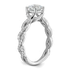 14k White Gold 3/8 carat Lab Grown Diamond VS/SI+ G+ 1 carat Center Cushion Semi Mount Engagement Ring
