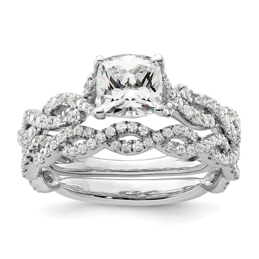 14k White Gold 3/8 carat Lab Grown Diamond VS/SI+ G+ 1 carat Center Cushion Semi Mount Engagement Ring