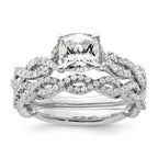 14k White Gold 3/8 carat Lab Grown Diamond VS/SI+ G+ 1 carat Center Cushion Semi Mount Engagement Ring