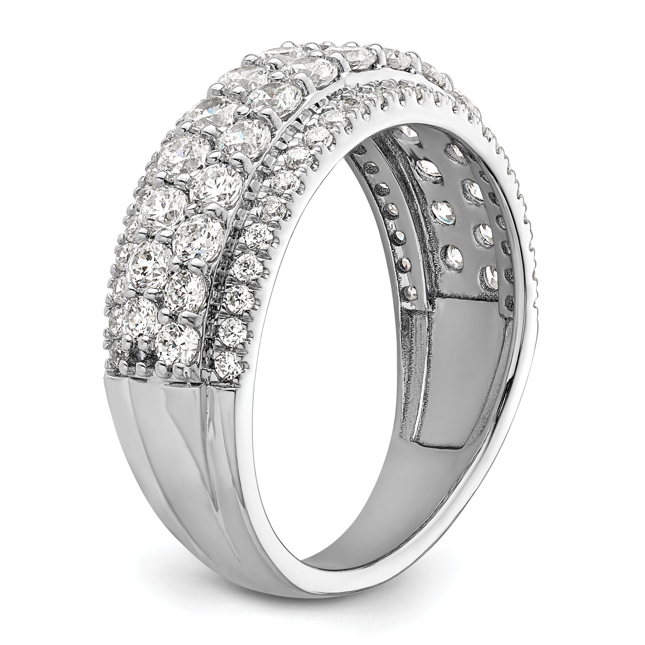 14k White Gold 1 1/2 carat Lab Grown Diamond VS/SI+ G+ Complete Fashion Band