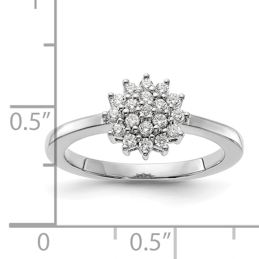 14k White Gold 1/4 carat Lab Grown Diamond VS/SI+ G+ Complete Cluster Ring