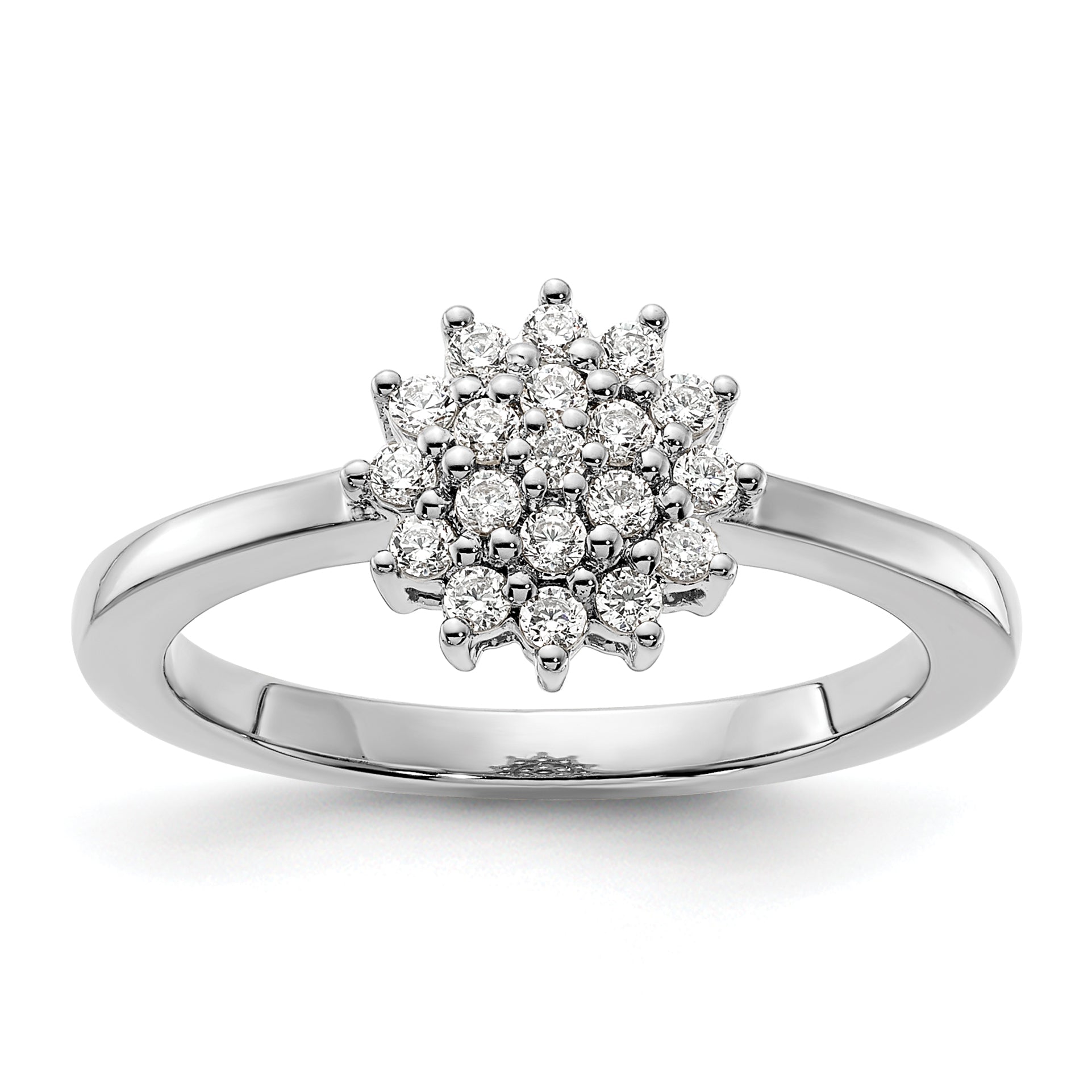 14k White Gold 1/4 carat Lab Grown Diamond VS/SI+ G+ Complete Cluster Ring
