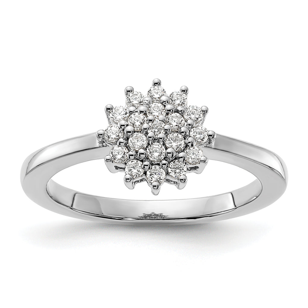 14k White Gold 1/4 carat Lab Grown Diamond VS/SI+ G+ Complete Cluster Ring