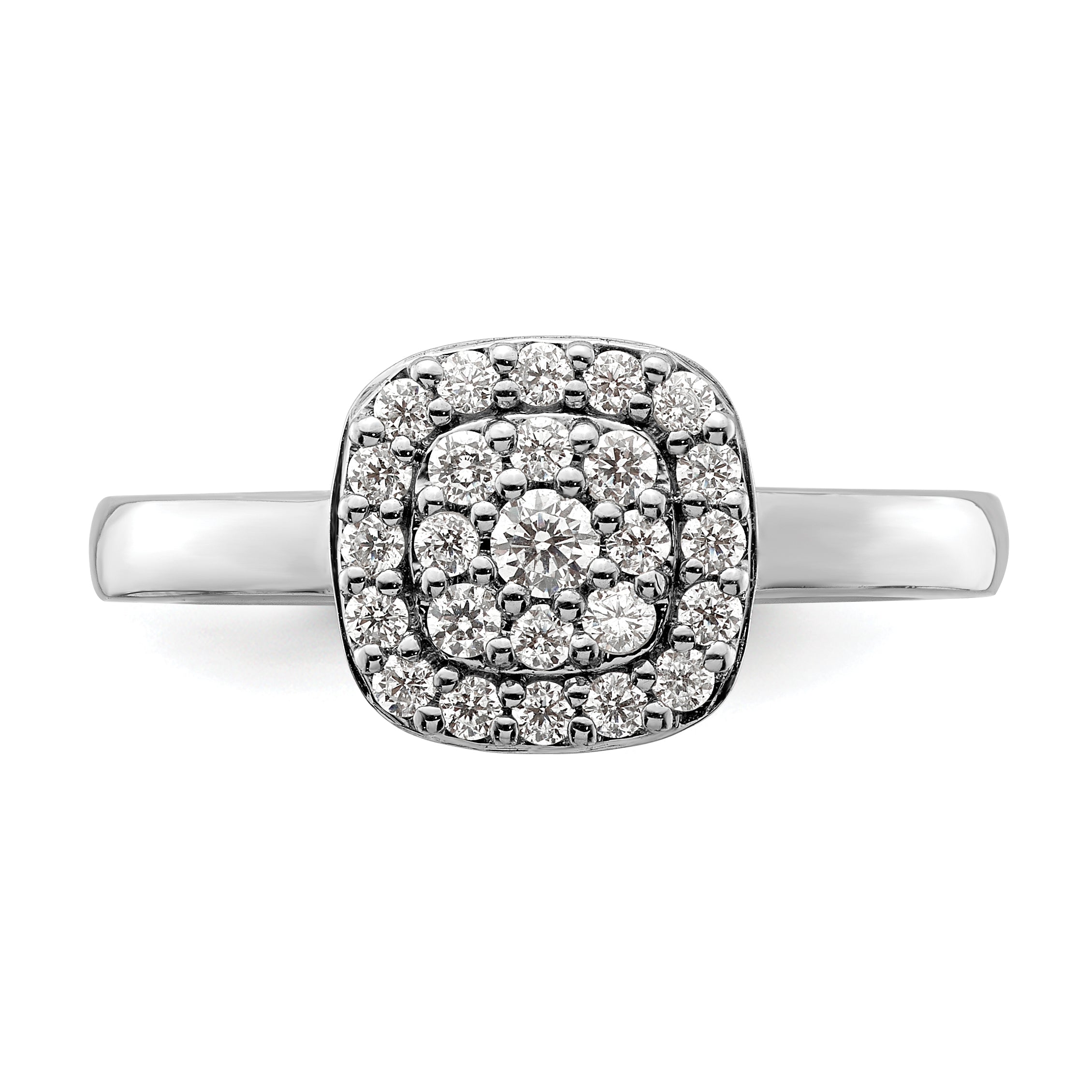 14k White Gold 3/8 carat Lab Grown Diamond VS/SI+ G+ Complete Square Halo Ring