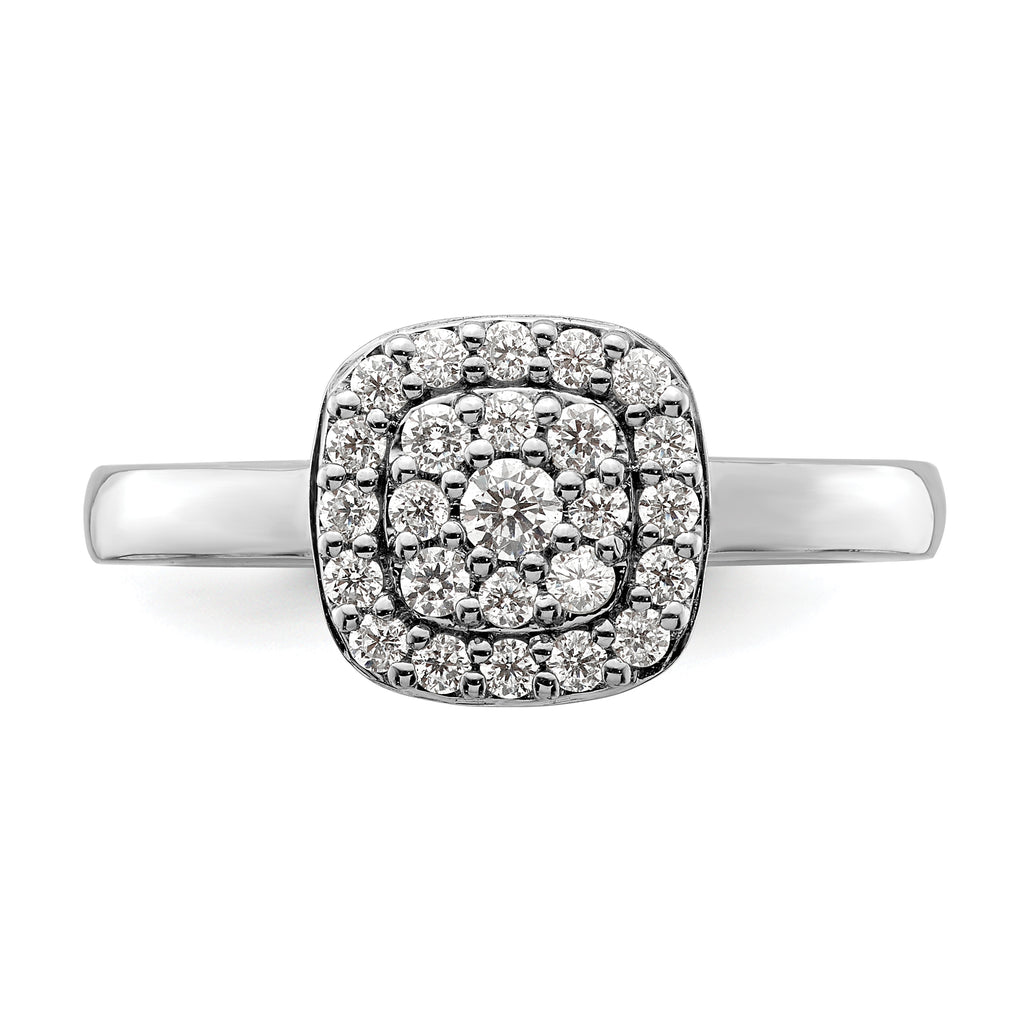 14k White Gold 3/8 carat Lab Grown Diamond VS/SI+ G+ Complete Square Halo Ring