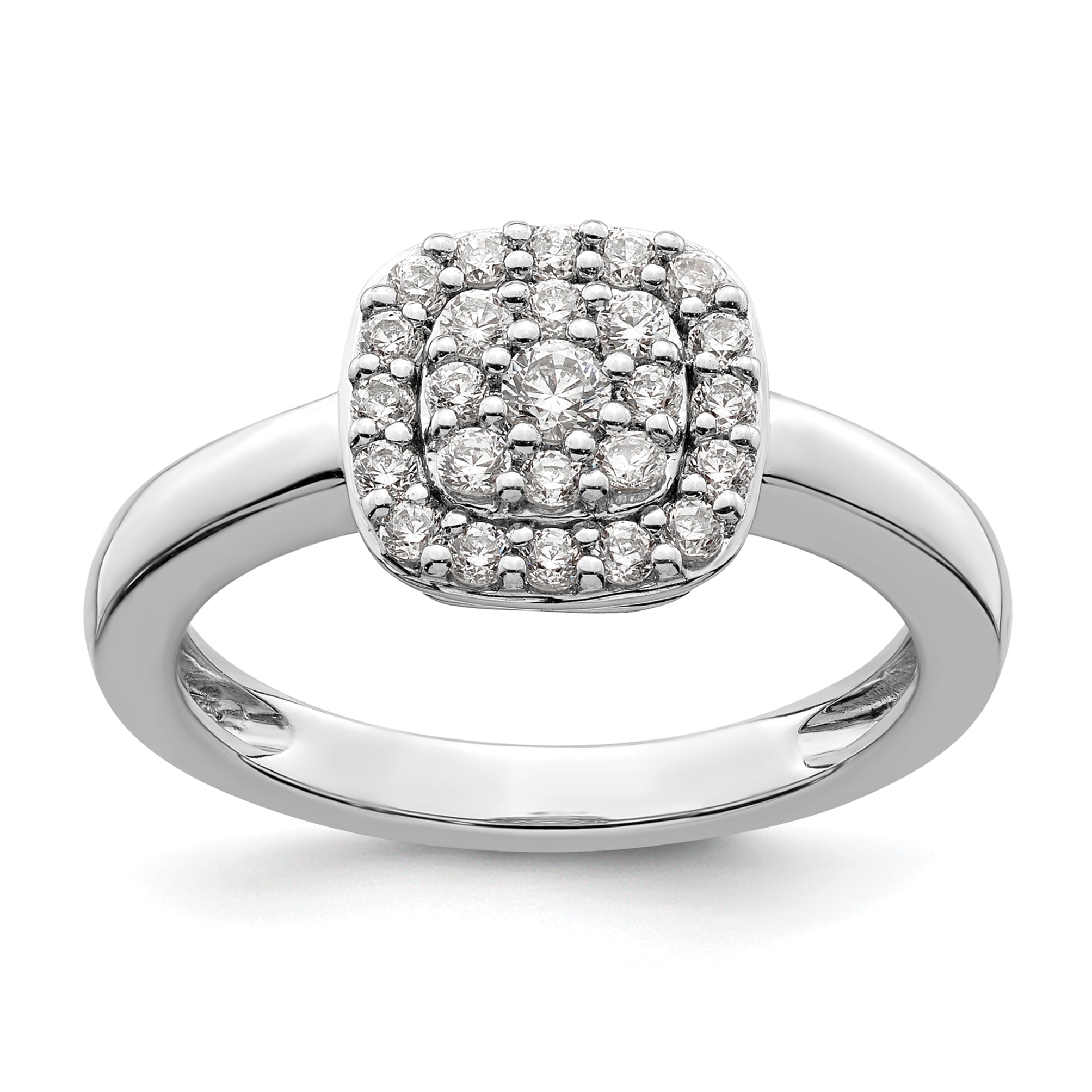 14k White Gold 3/8 carat Lab Grown Diamond VS/SI+ G+ Complete Square Halo Ring Main image