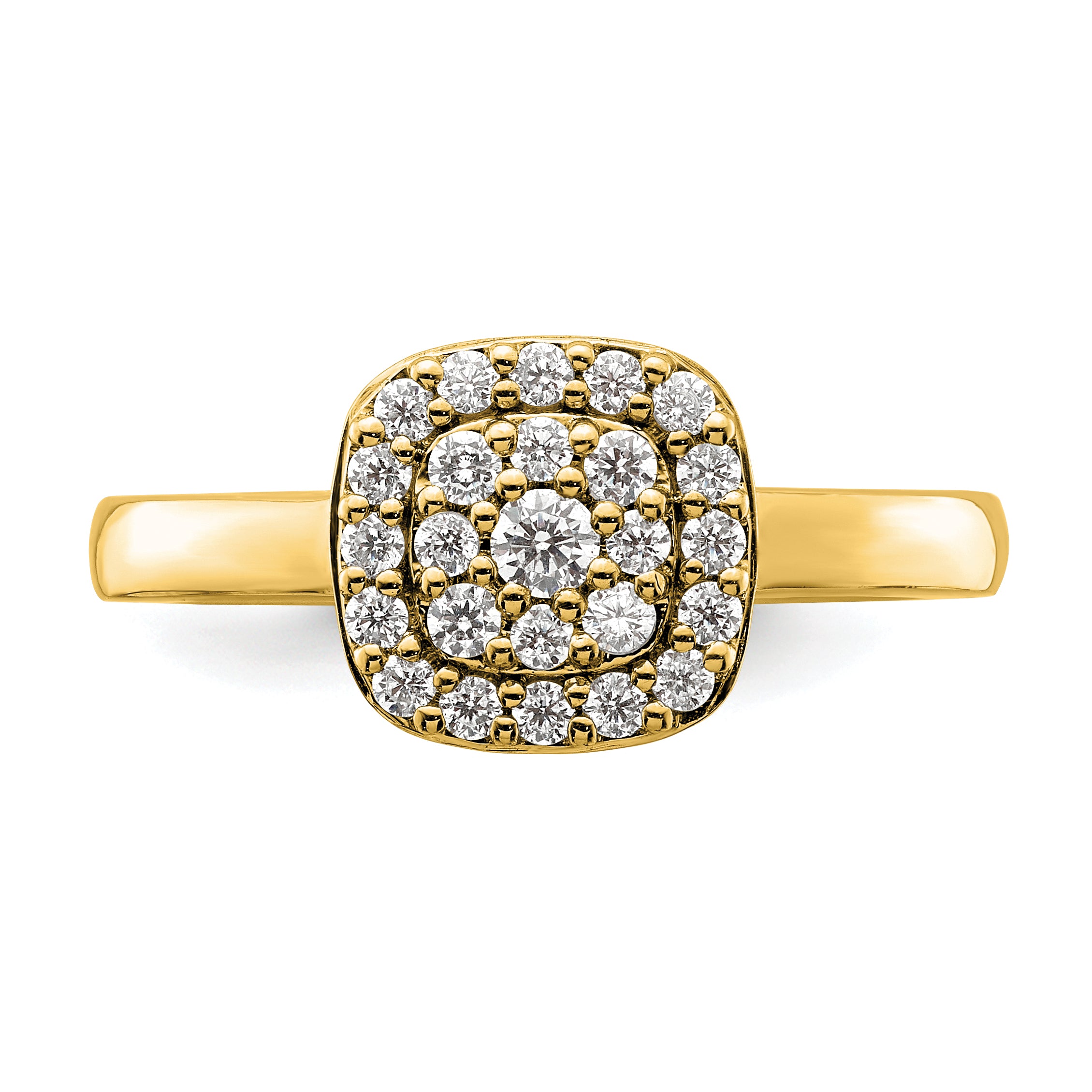 14k 3/8 carat Lab Grown Diamond VS/SI+ G+ Complete Square Halo Ring
