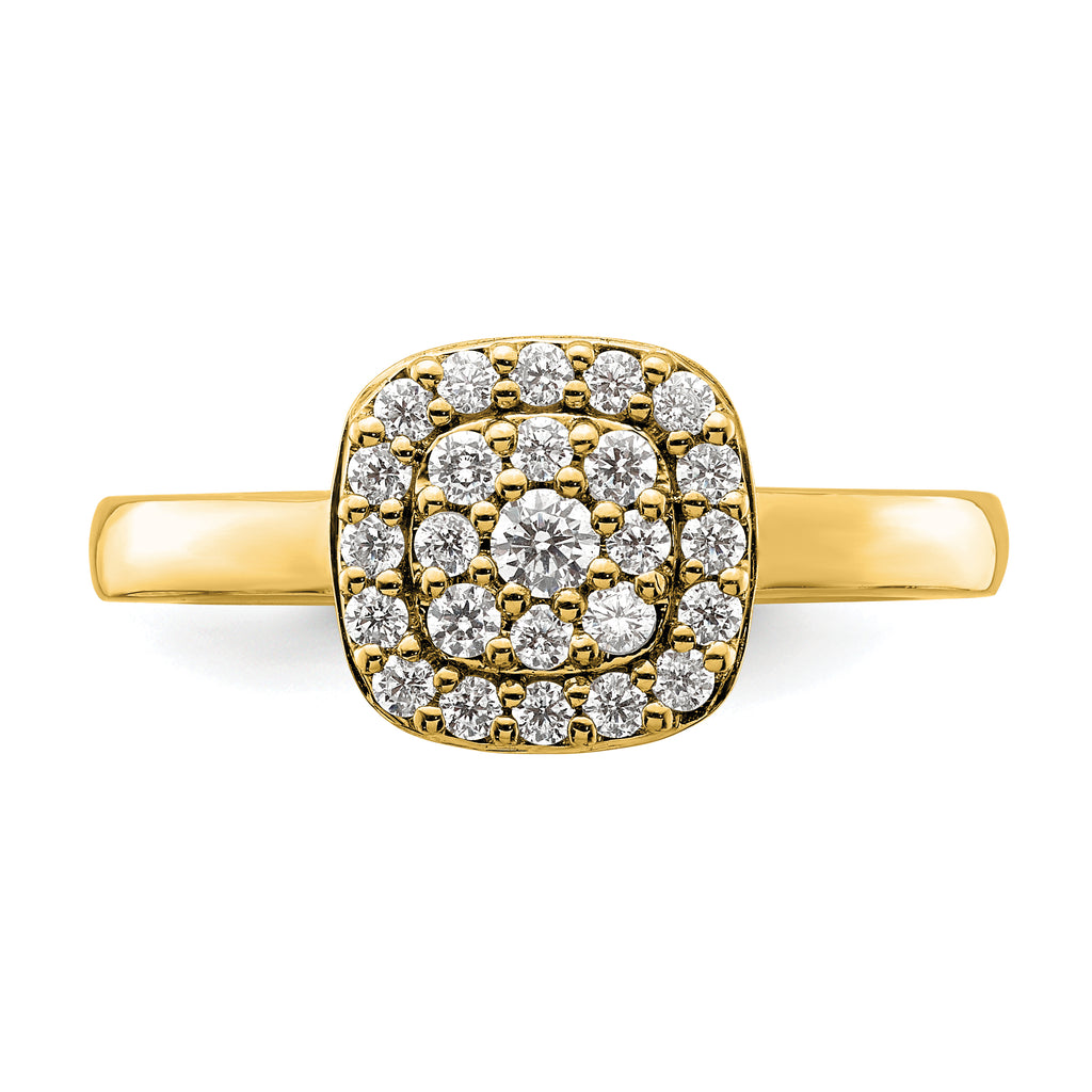 14k 3/8 carat Lab Grown Diamond VS/SI+ G+ Complete Square Halo Ring