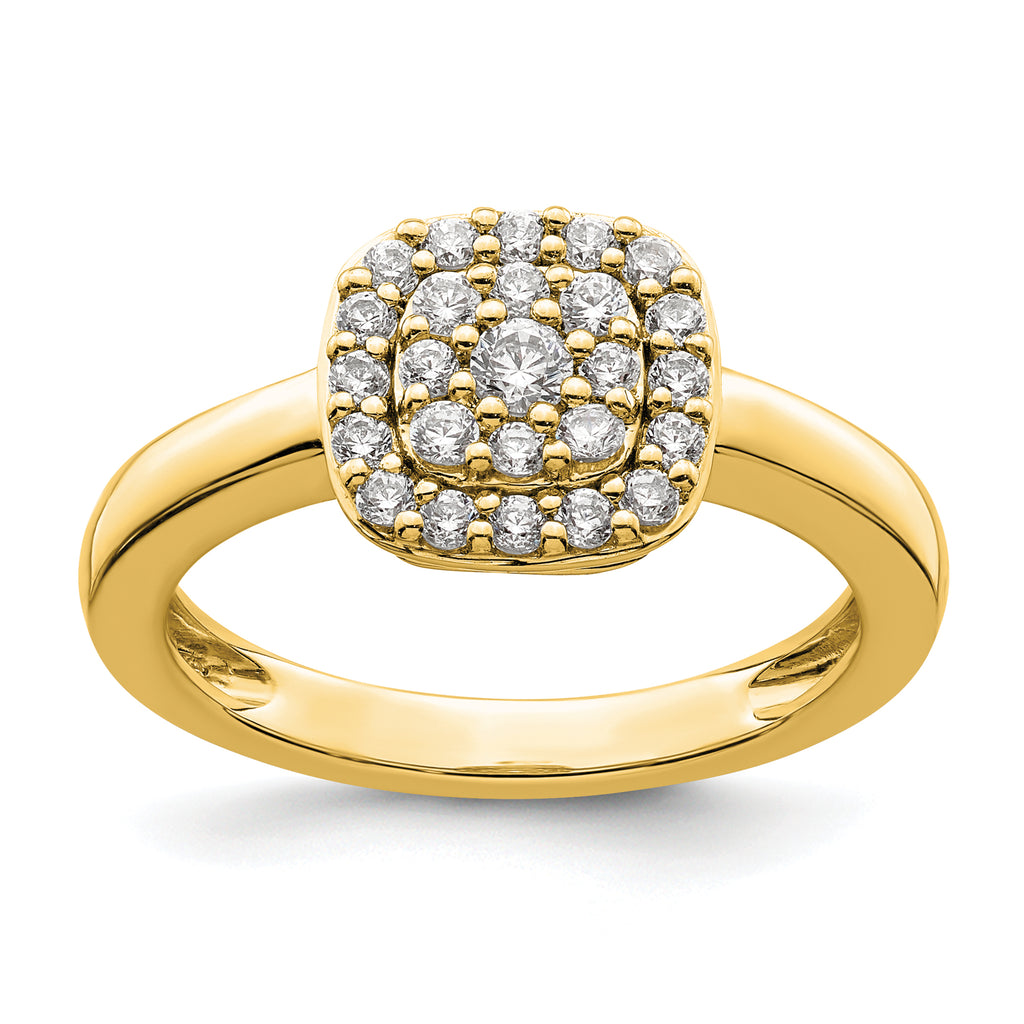 14k 3/8 carat Lab Grown Diamond VS/SI+ G+ Complete Square Halo Ring